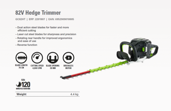 Greenworks Commercial 82V Hedge Trimmer - Image 2